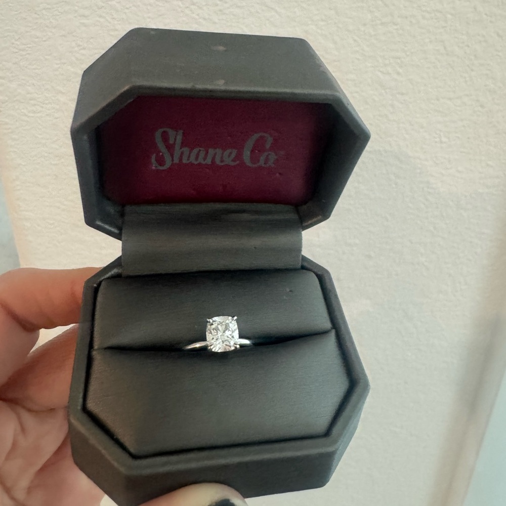 Shane Co. Cushion cut diamond engagement ring